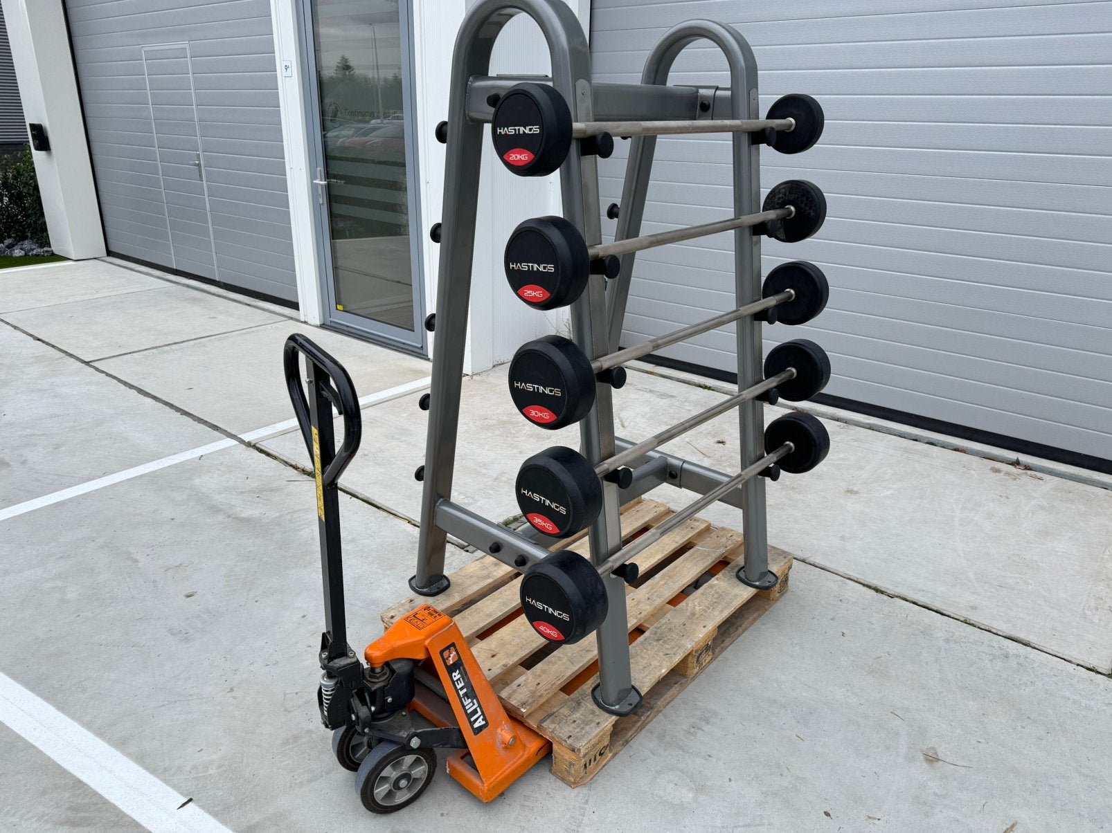 Hastings Halterset met rek 25kg t/m 40kg, Sport en Fitness, Fitnessmaterialen, Ophalen of Verzenden, Zo goed als nieuw, Halterset
