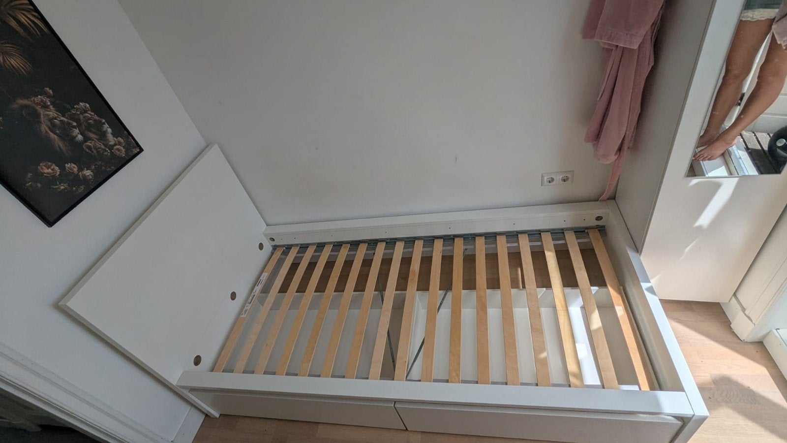 IKEA MALM bedframe met lades en matras, Ophalen, Gebruikt, 90 cm, Eenpersoons