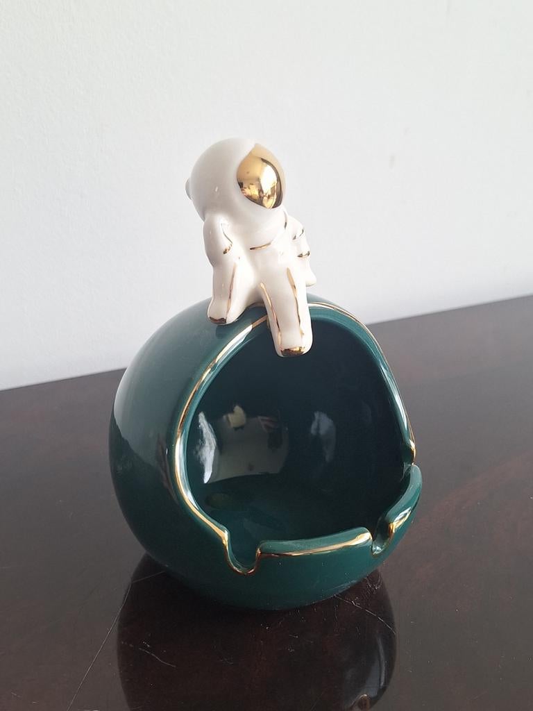 Decoratieve asbak met astronaut - Groen en Goud, Groen, Nieuw, Ophalen of Verzenden, Modern