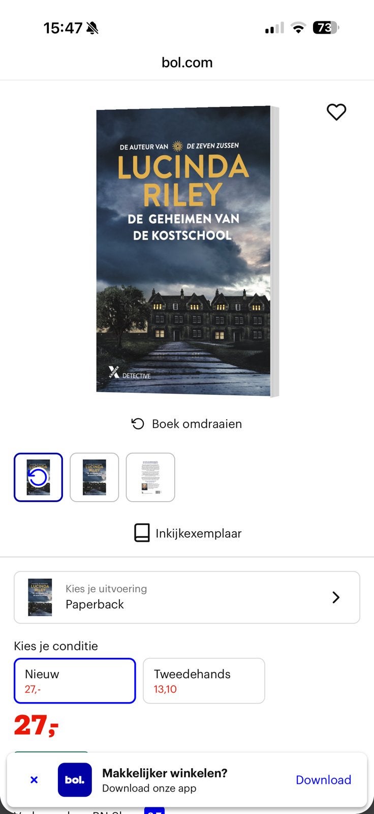 Lucinda riley de geheimen van de kostschool, Boeken, Ophalen of Verzenden, Zo goed als nieuw