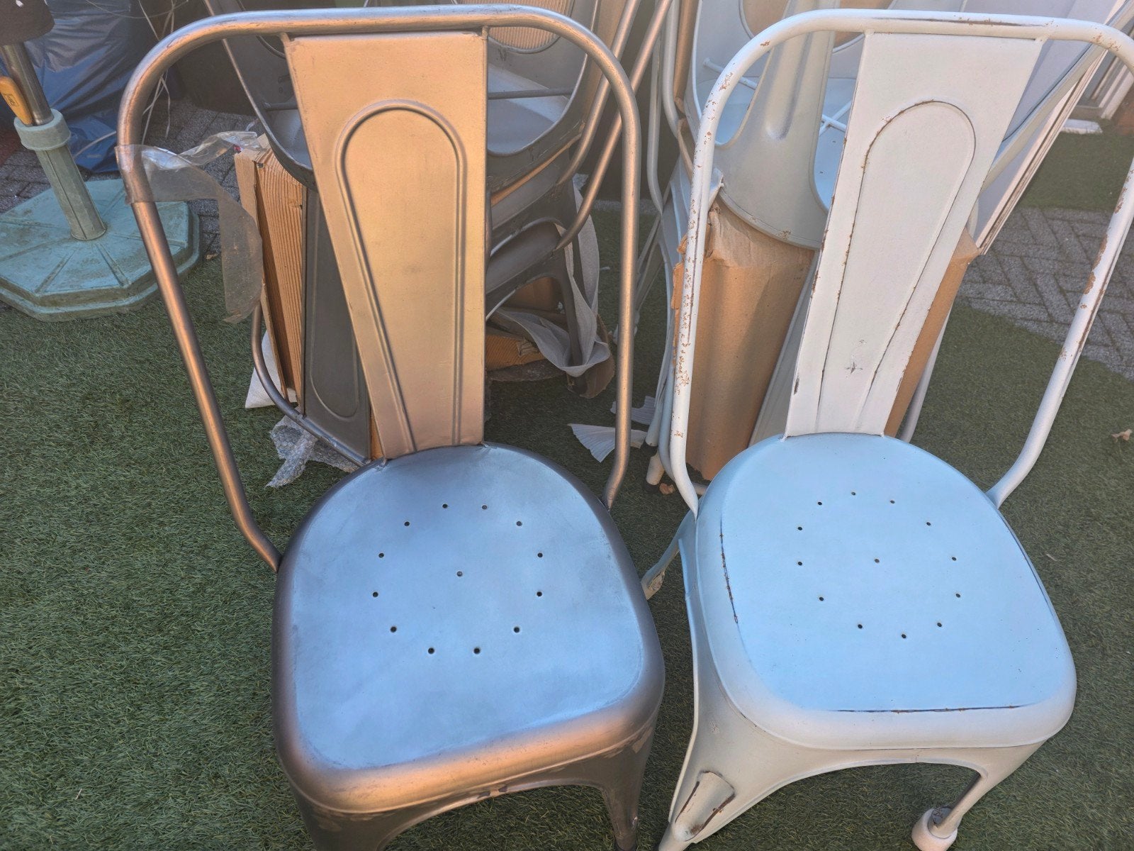 Nieuw 8x Tolox metalen stoelen, Ophalen, Nieuw, Zwart, Vijf, Zes of meer stoelen