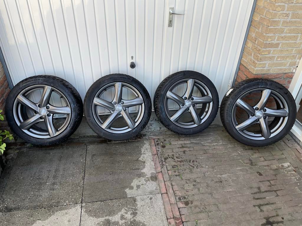 Advanti Racing 17 inch velgen met Continental winterbanden, Gebruikt, Banden en Velgen, 17 inch, Personenwagen