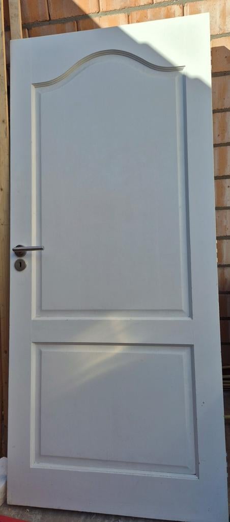 Witte binnendeur met paneel en handvat, Ophalen, Gebruikt, 80 tot 100 cm, Binnendeur