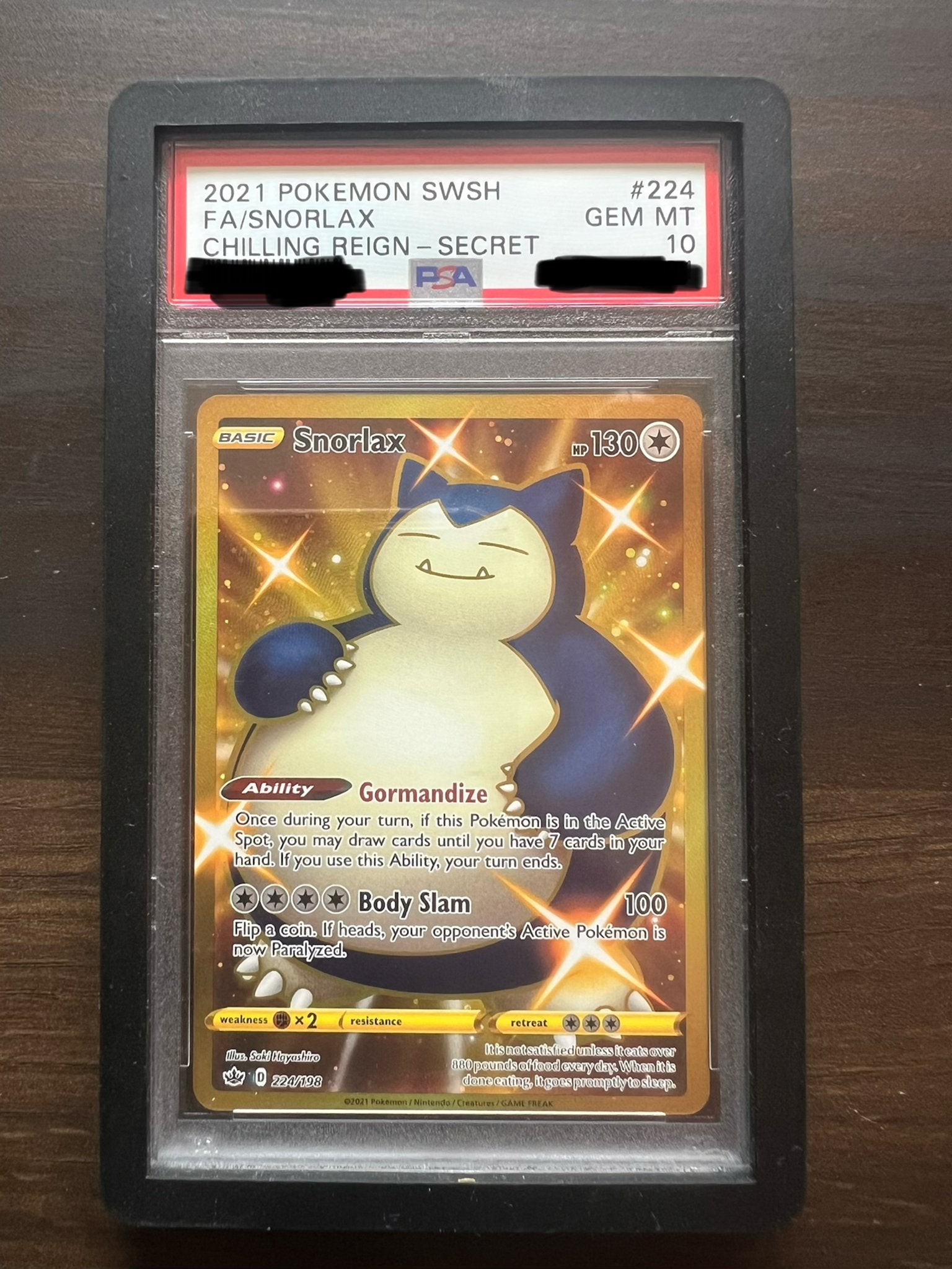 Pokémon Snorlax 2021 224 -  PSA 10, Ophalen, Zo goed als nieuw, Losse kaart, Foil