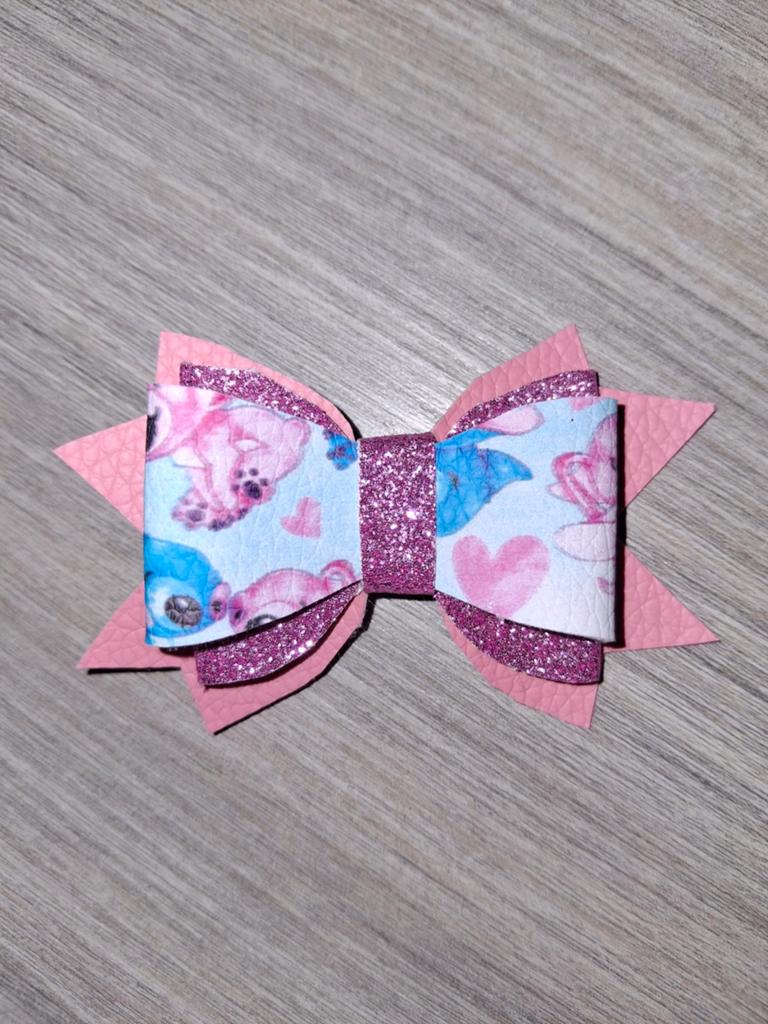 Nieuwe handgemaakte haarstrik met glitter en Stitch print, Kinderen en Baby's, Kindermode-accessoires, Ophalen of Verzenden, Nieuw