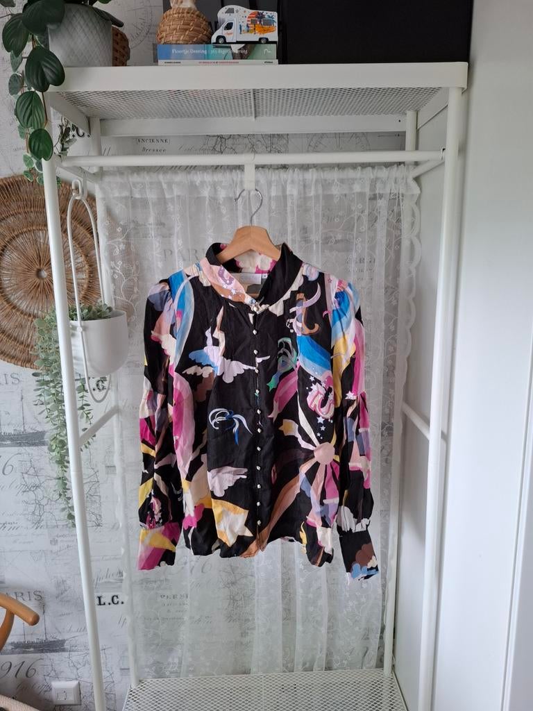 Fantasy print blouse ufo knoopjes Coster Copenhagen maat 38, Maat 38/40 (M), Zwart, Gedragen, Coster Copenhagen