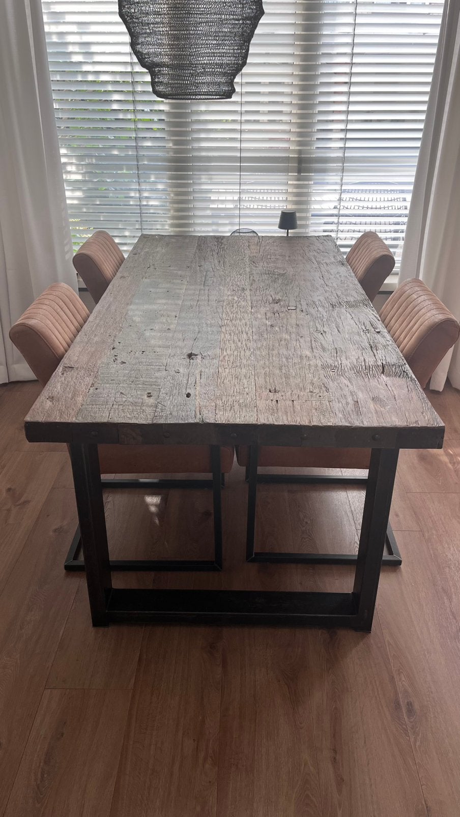 Spoorbielzen tafel 200x100 cm, Huis en Inrichting, Tafels | Eettafels, Ophalen, 200 cm of meer, 50 tot 100 cm, Zo goed als nieuw