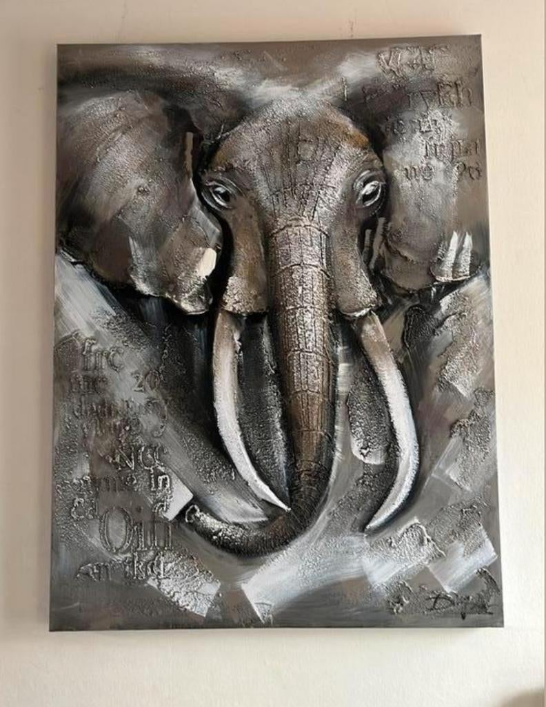 Schilderij Olifant met 3D-effect, Ophalen