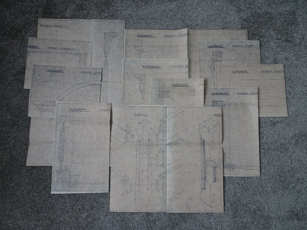 Tekeningen voor het maken van een staande klok, Ophalen, Nieuw