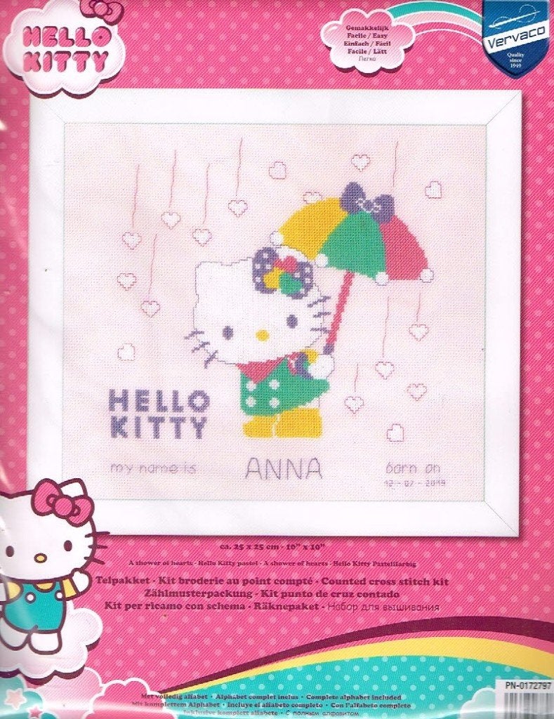 Cado AANBIEDING Hello Kitty borduurpakket geboorte  ANNA, Ophalen of Verzenden, Nieuw, Handborduren, Borduurpakket