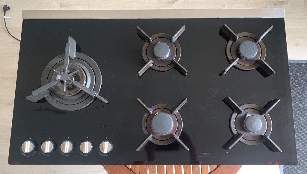 Atag gaskookplaat 5-pits met wokbrander, Ophalen, Gebruikt, Minder dan 85 cm, 60 cm of meer