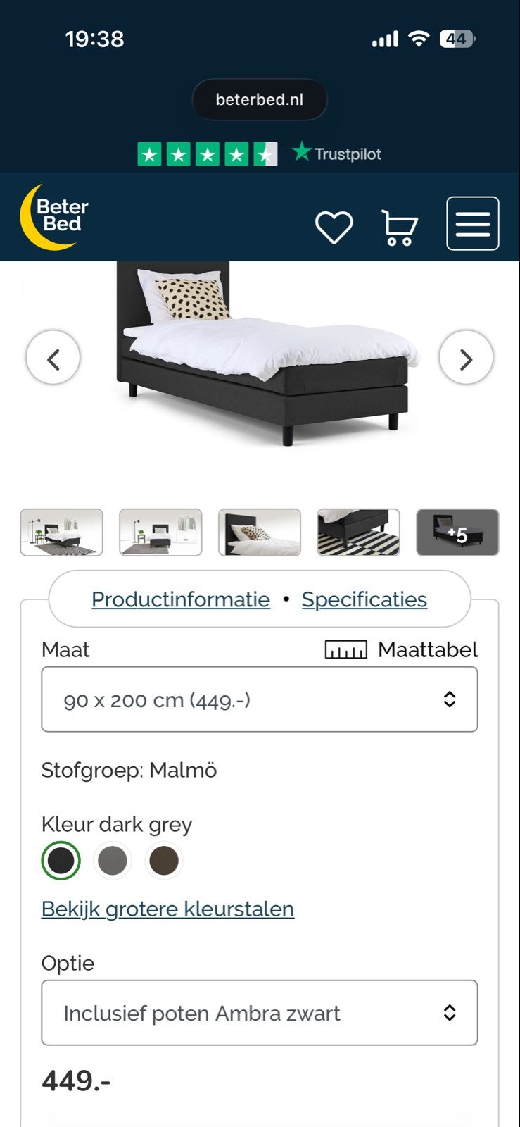 Beter bed ! 90x200 inc matras en Hoofdbord, Ophalen, Zo goed als nieuw, Eenpersoons, Hout