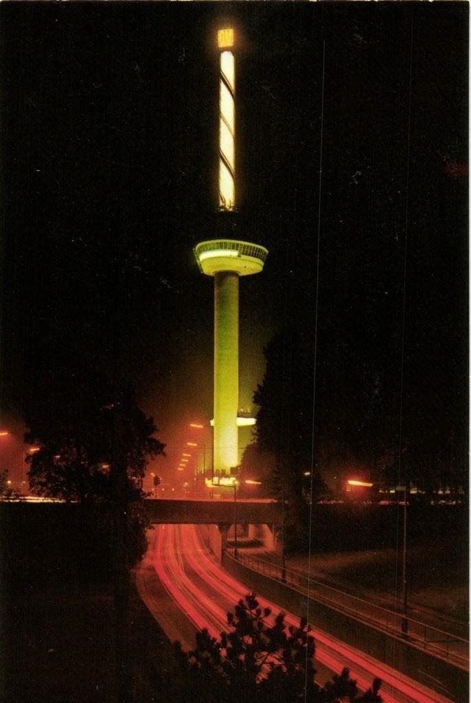 Euromast Rotterdam - bij nacht - ongelopen, Verzamelen, Ophalen of Verzenden, 1980 tot heden, Ongelopen, Zuid-Holland