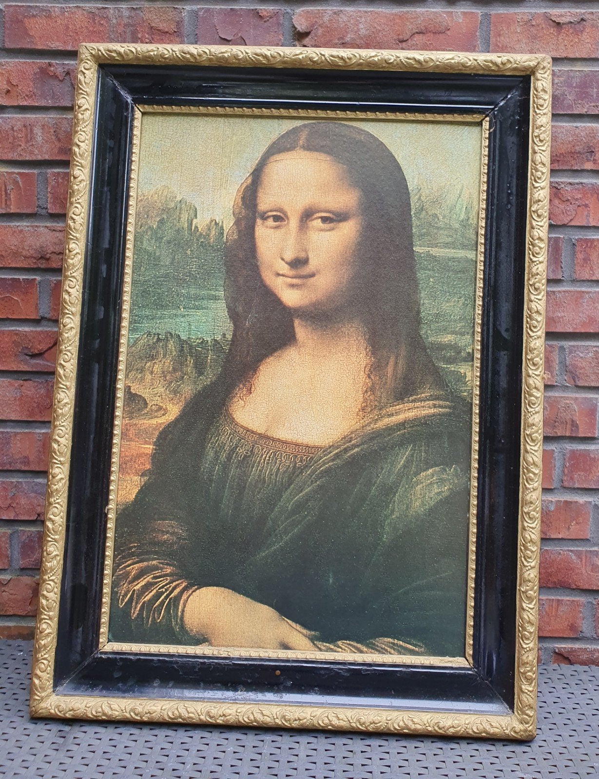 Mona Lisa reproductie in lijst - Jaren oud, goede staat, Ophalen, Portret of Personen, Klassiek, Print