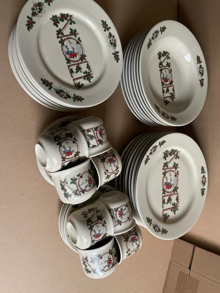 Kerstservies NOEL 8 delig creme kerst servies, Diversen, Kerst, Nieuw, Ophalen
