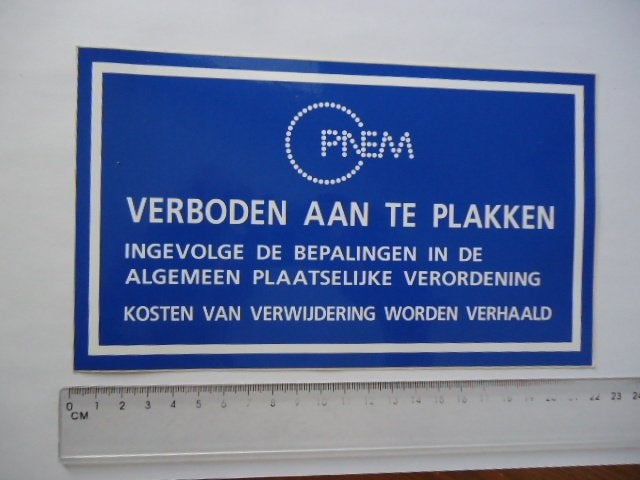sticker oud PNEM Verboden te PLAKKEN elektriciteit Brabant, Verzamelen, Verzenden, Zo goed als nieuw, Bedrijf of Vereniging