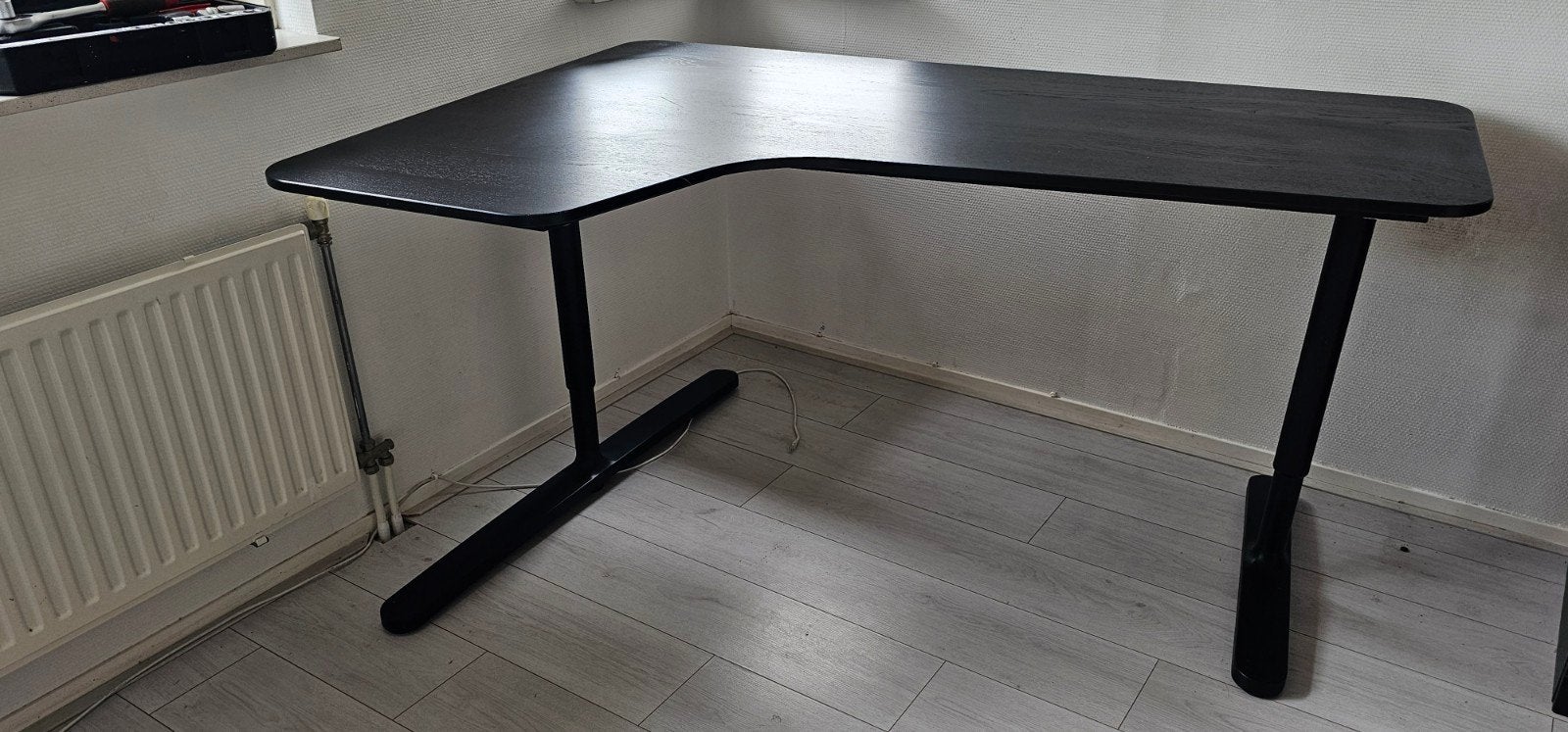 Ikea Bekant hoekbureau 160  110 verstelbare poten, Huis en Inrichting, Bureaus, Ophalen, Zwart, 160 cm, Gebruikt