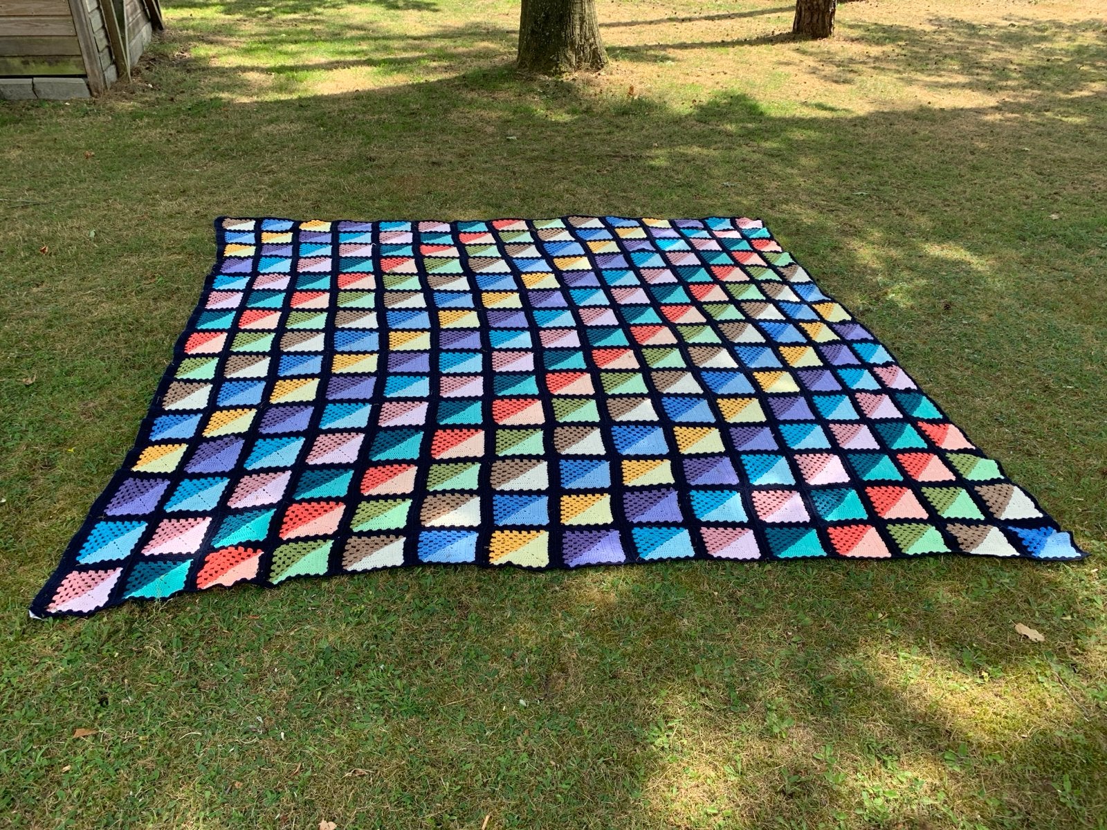 Handgemaakte gehaakte sprei deken - 3x3 meter - Tweepersoons, Huis en Inrichting, Slaapkamer | Beddengoed, Meerkleurig, Tweepersoons