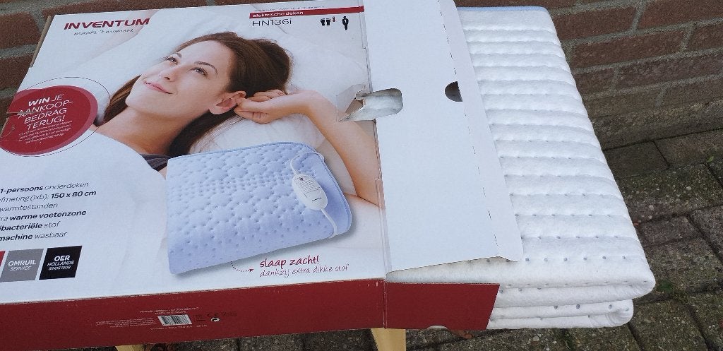 Inventum 1-persoons onderdeken met 3 warmtestanden, Ophalen, Eenpersoons, Wit, Nieuw