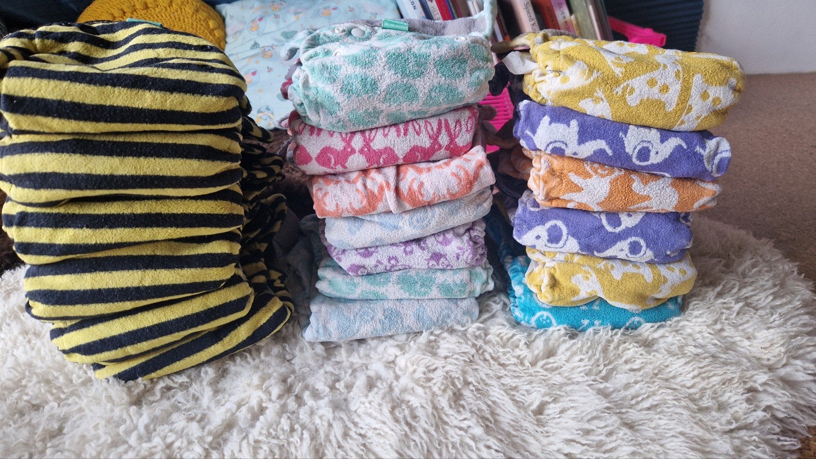 Set van 19 wasbare luiers - diverse kleuren en patronen, Jongetje of Meisje, Ophalen of Verzenden, Totsbots, Overige typen