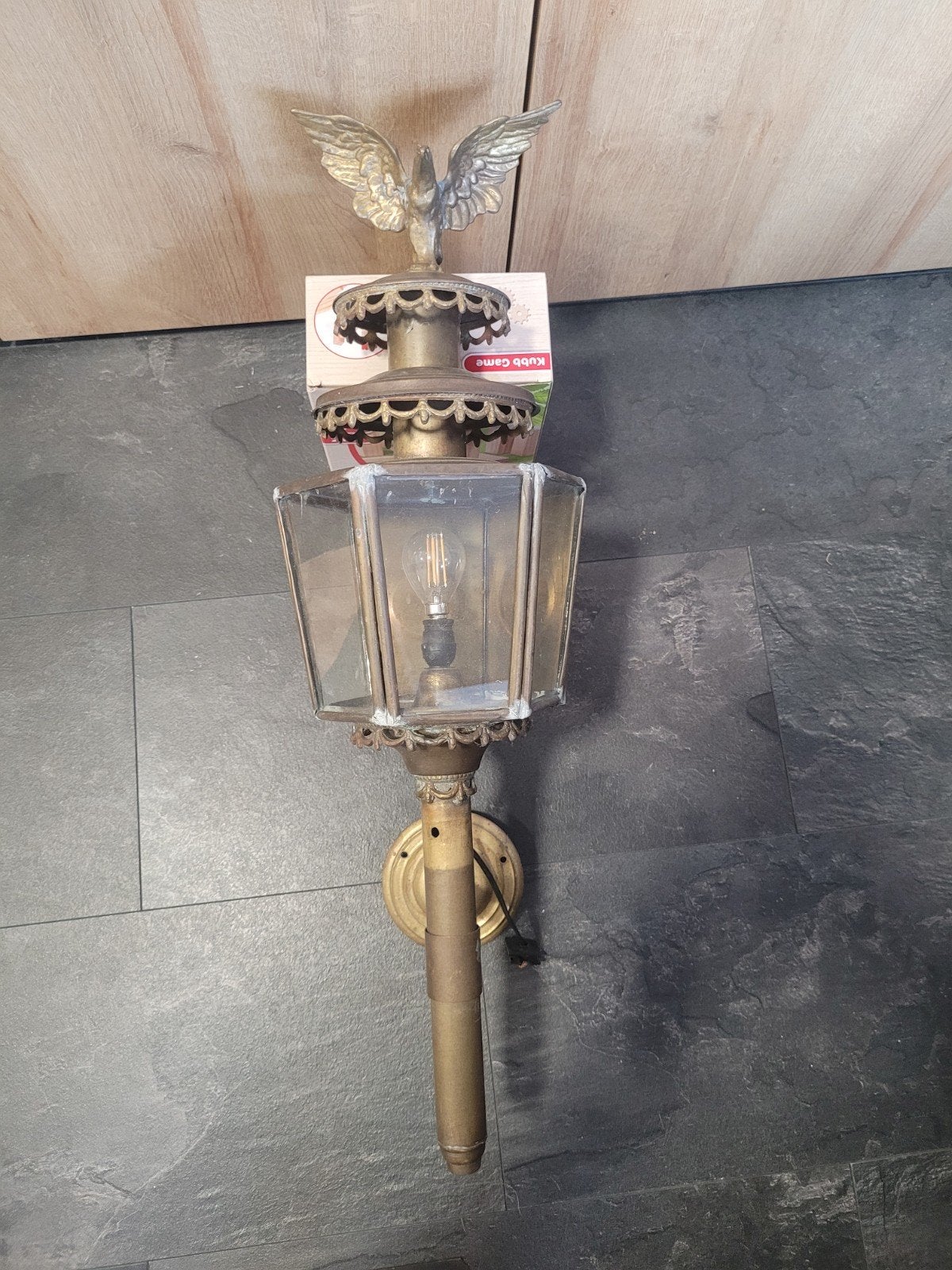 Prachtige oude koetslamp met adelaar, Ophalen