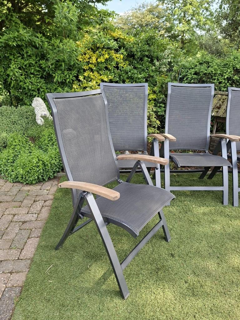 6 mooie verstelbare tuinstoelen bellagio, Tuin en Terras, Tuinstoelen, Ophalen, Gebruikt, Verstelbaar