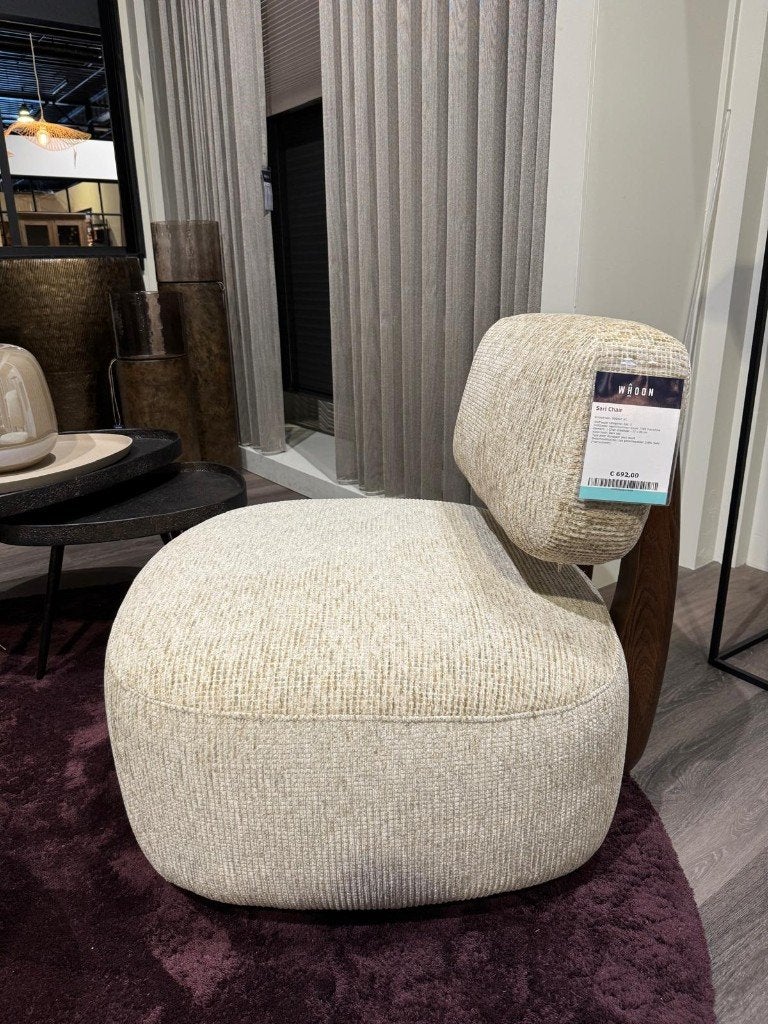 Fauteuil Sari l Whoon | Meubilex l van €665,- voor €399,-, Ophalen, Nieuw, 75 tot 100 cm, Stof