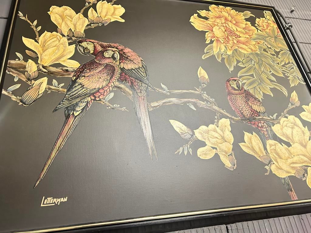 Mooie grote papegaai schilderij, Ophalen, Zo goed als nieuw, Overige formaten, Poprock