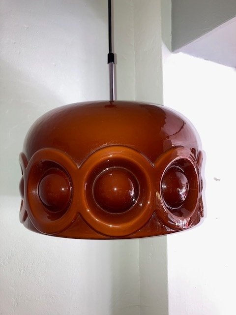 Vintage Glashutte hanglamp, Huis en Inrichting, Ophalen of Verzenden, Glas, Minder dan 50 cm