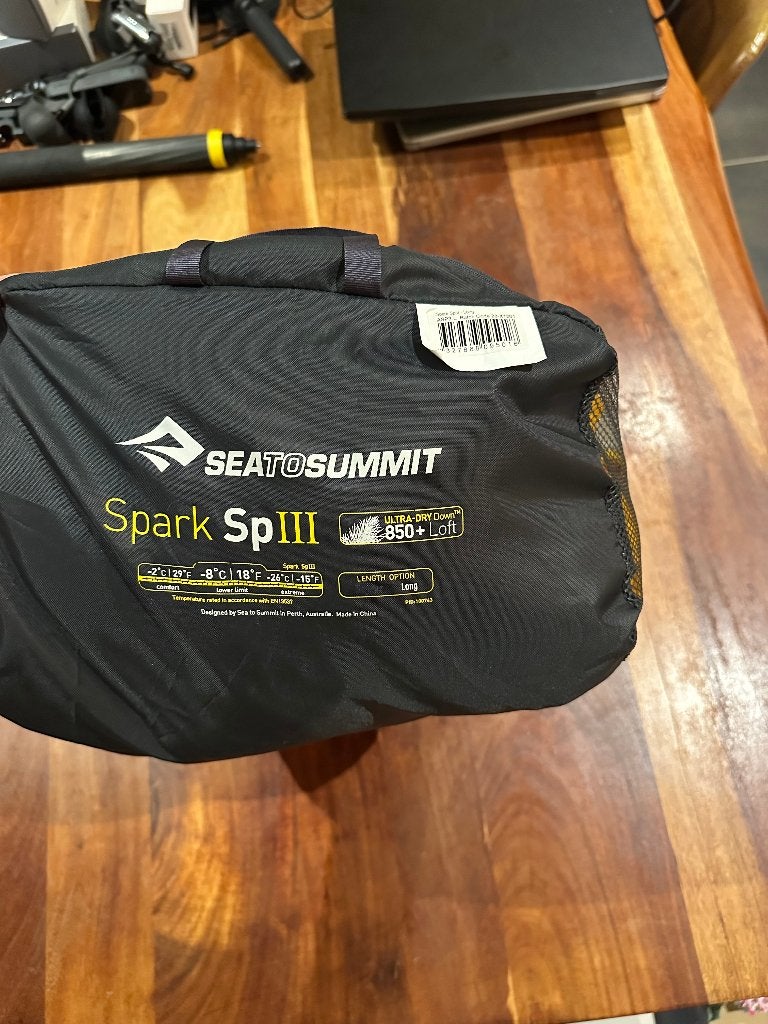 Sea to Summit Spark SpIII donzen slaapzak Long 850+ dons, Caravans en Kamperen, Ophalen of Verzenden, Gebruikt