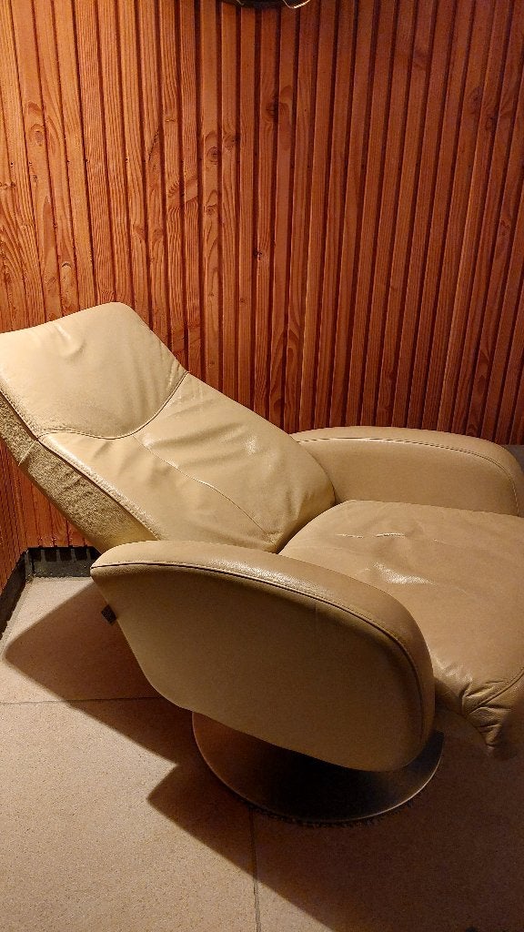 Relaxstoel (leer), Huis en Inrichting, Fauteuils, Ophalen, Gebruikt, 50 tot 75 cm, Leer