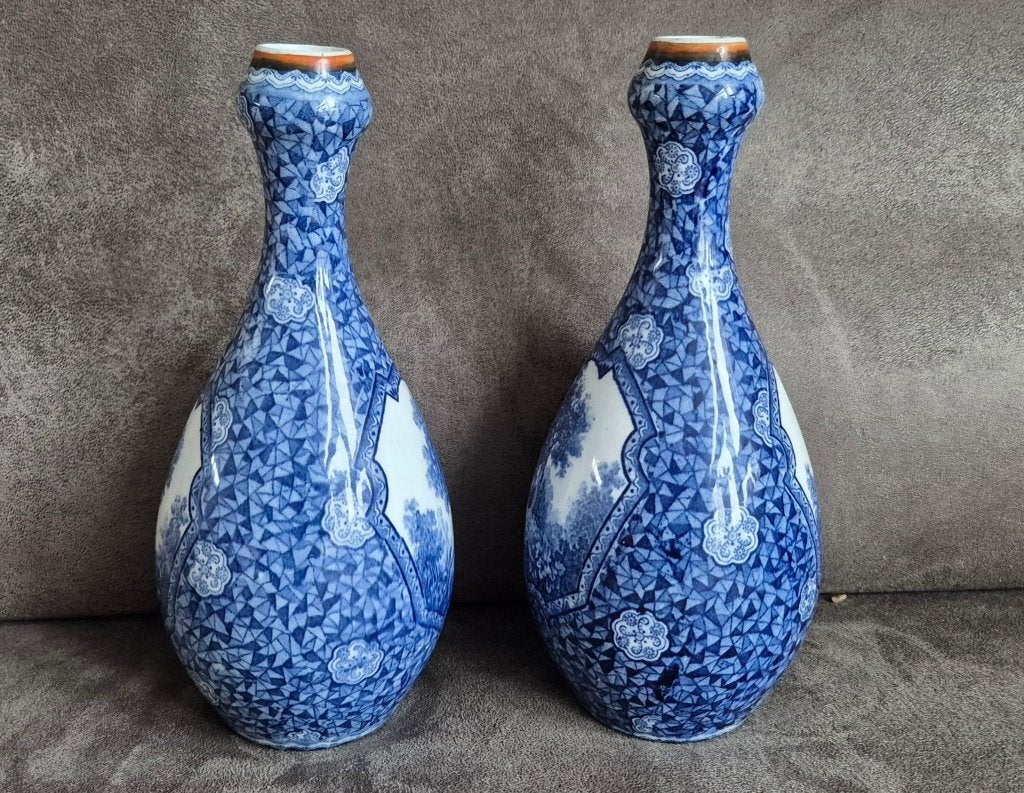 Prachtig paar antieke Villeroy & Boch Bonn vazen - 'Flamand', Antiek en Kunst, Ophalen of Verzenden