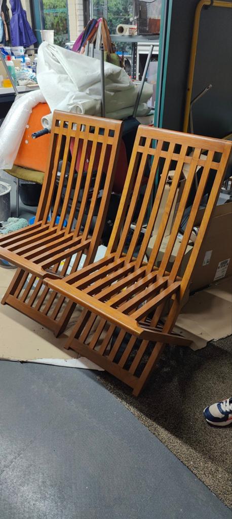 2 hardhouten stoelen., Tuin en Terras, Ligbedden, Ophalen of Verzenden, Zo goed als nieuw, Hout, Inklapbaar