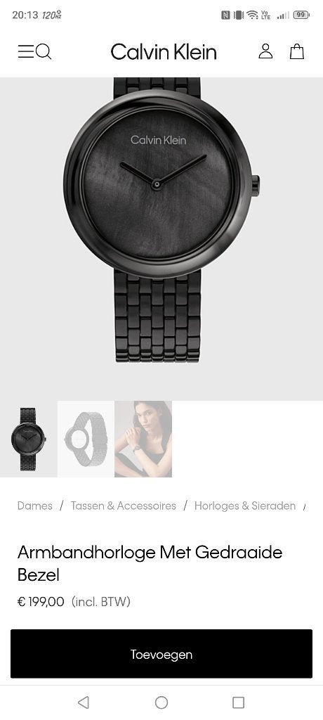 Twisted Bezel Dameshorloge Zwart, Zwart, Ophalen of Verzenden, Zo goed als nieuw, Maat 34 (XS) of kleiner
