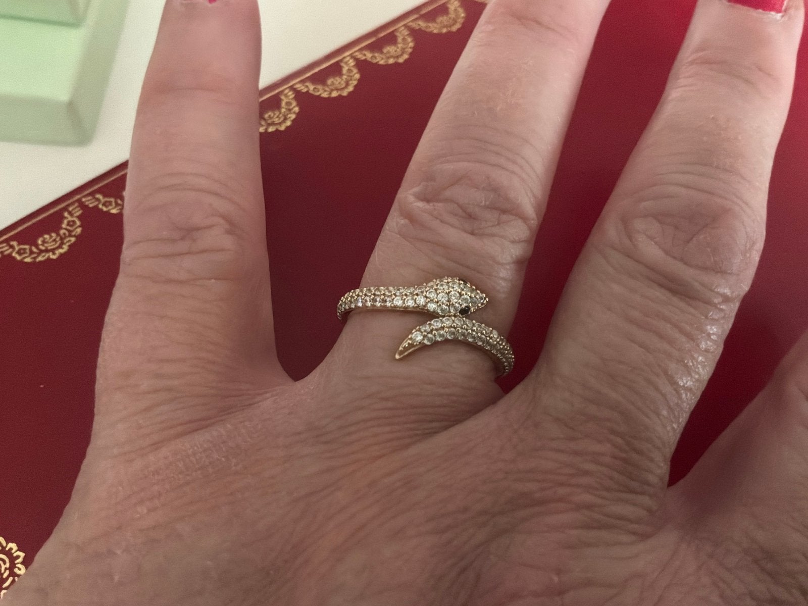Vintage gouden ring slang wit en blauw saffier 14 k 585, Sieraden, Tassen en Uiterlijk, Ringen, Verzenden, Zo goed als nieuw, 17 tot 18