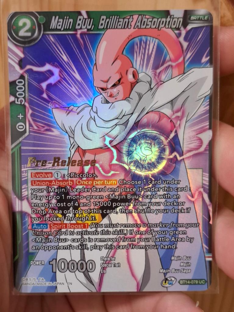 Majin Buu pre release dragonball kaart!, Ophalen of Verzenden, Zo goed als nieuw