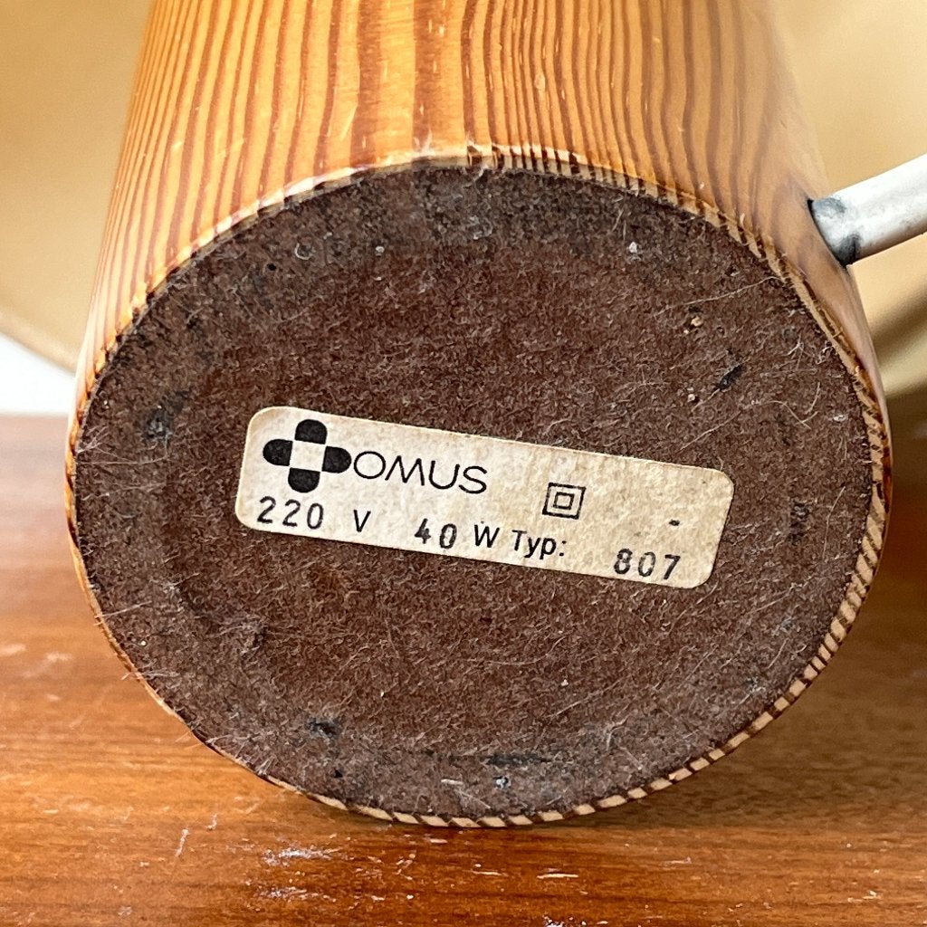 Zeldzaam Domus Grenen tafellampje jaren 60 70, Gebruikt, Domus, Tafellamp, Hout