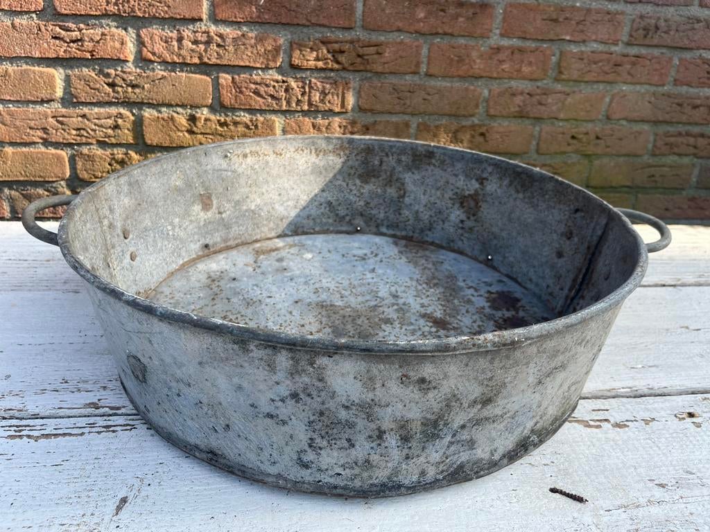 Mooie Brocante zinken schaal/pan, Ophalen