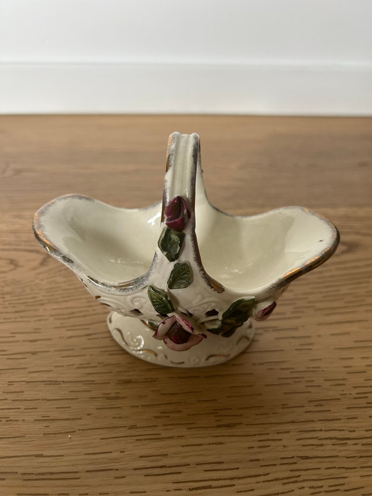 Vintage Porseleinen Mandje met Rozen - Decoratief, Antiek en Kunst, Ophalen of Verzenden