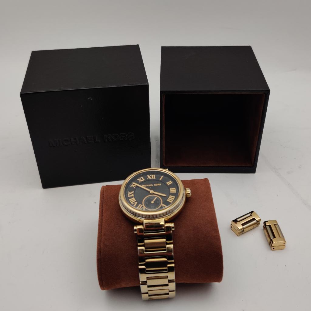 MICHAEL KORS MK5989 dameshorloge met extra schakels €99.99, 100 cm of meer, Zwart, M, Ophalen of Verzenden