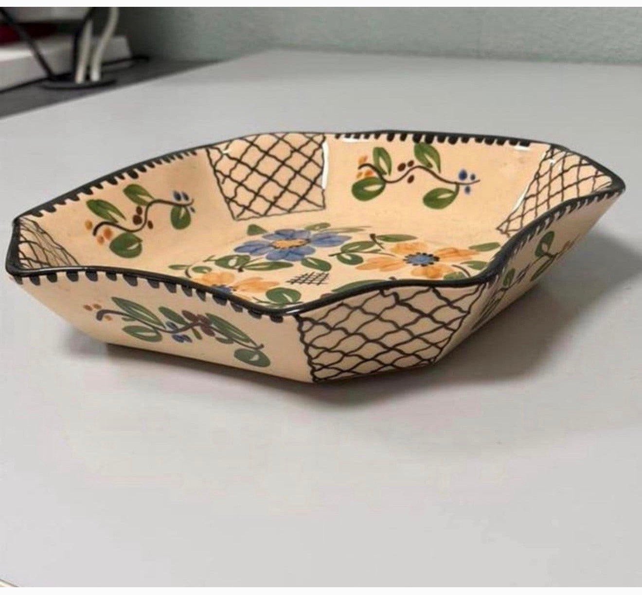 Vintage Handbeschilderde Aardewerk Schaal A Mertens Jamioulx, Ophalen of Verzenden