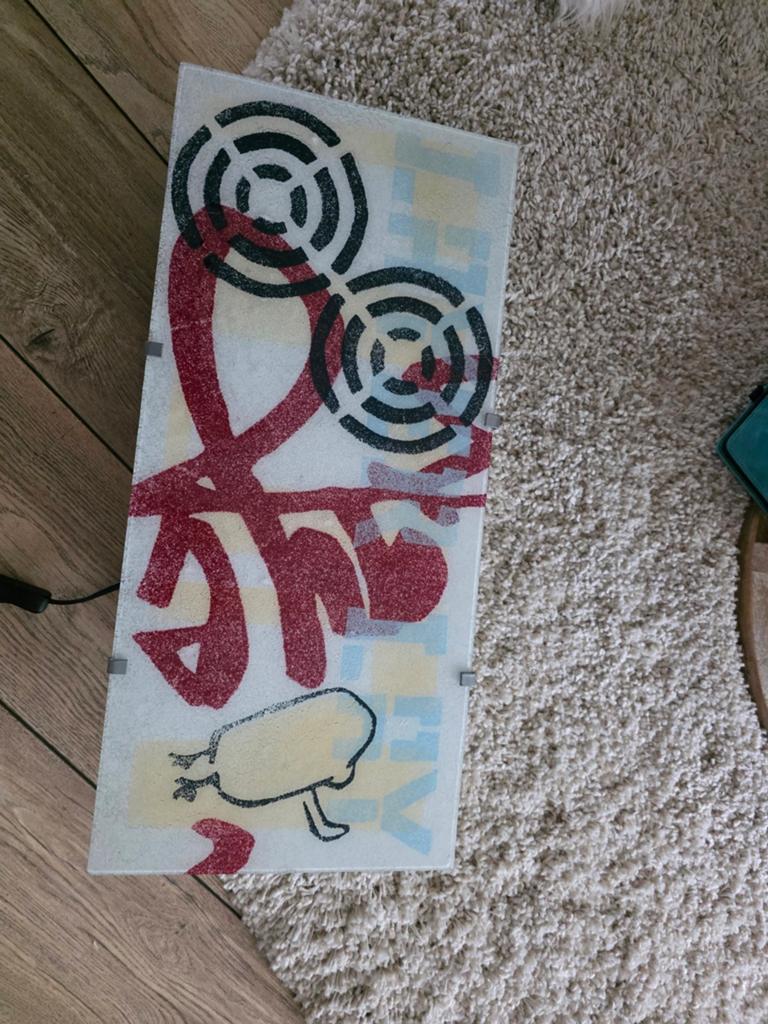 Unieke glazen lamp met graffiti-stijl kunst, Ophalen of Verzenden, Gebruikt, Modern, Graffiti, Urban