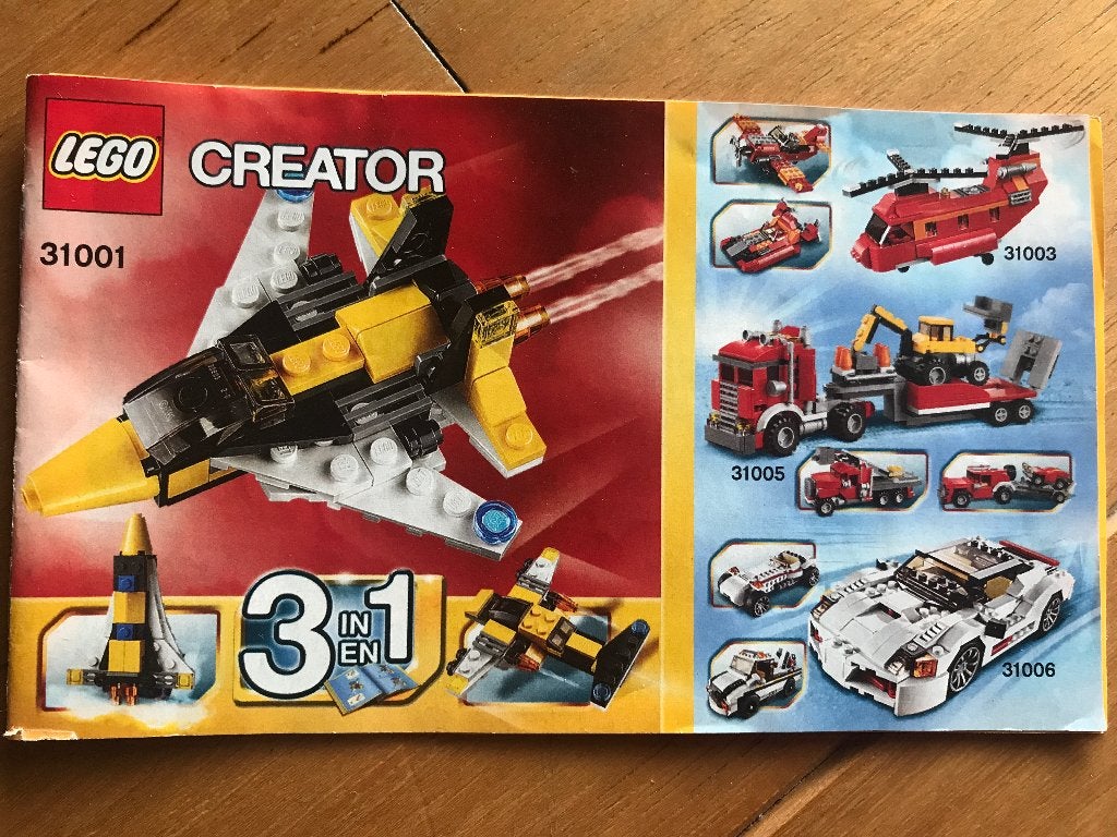 Lego Creator 31001, 3 in 1 (vliegende voertuigen), Lego, Ophalen of Verzenden, Zo goed als nieuw, Compleet