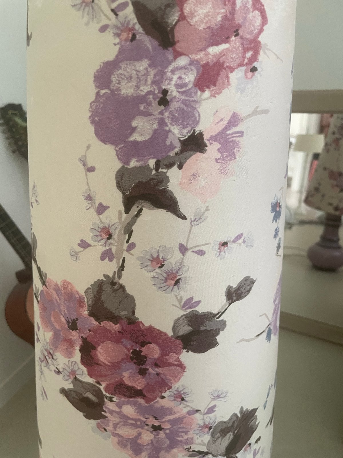 Vloerlamp met bloemprint, Huis en Inrichting, Lampen | Vloerlampen, Ophalen, Gebruikt, Vintage, E27 (groot)