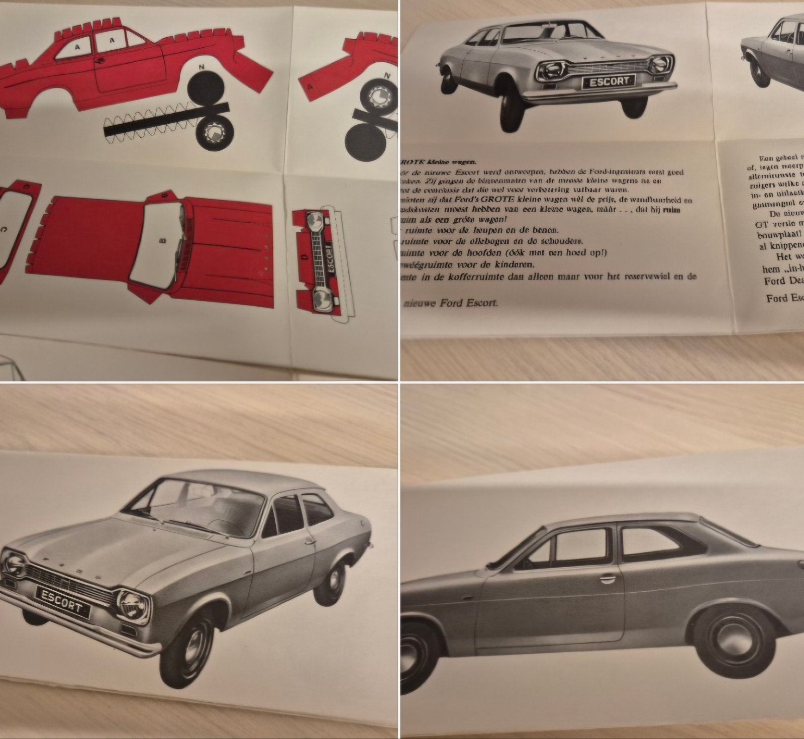 1968 zeldzame folder bouwplaat Ford Escort mk1 3 deurs intro, Ophalen of Verzenden, Zo goed als nieuw, Ford
