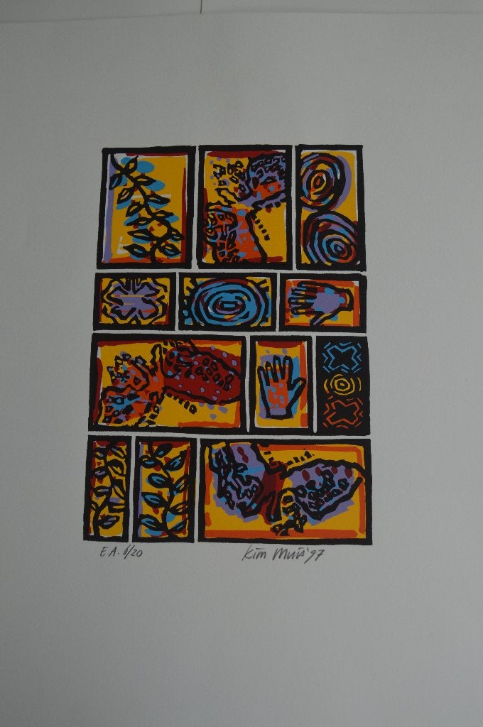 4 zeefdrukken van Kim Muis. Oplage 20 ex., Ophalen