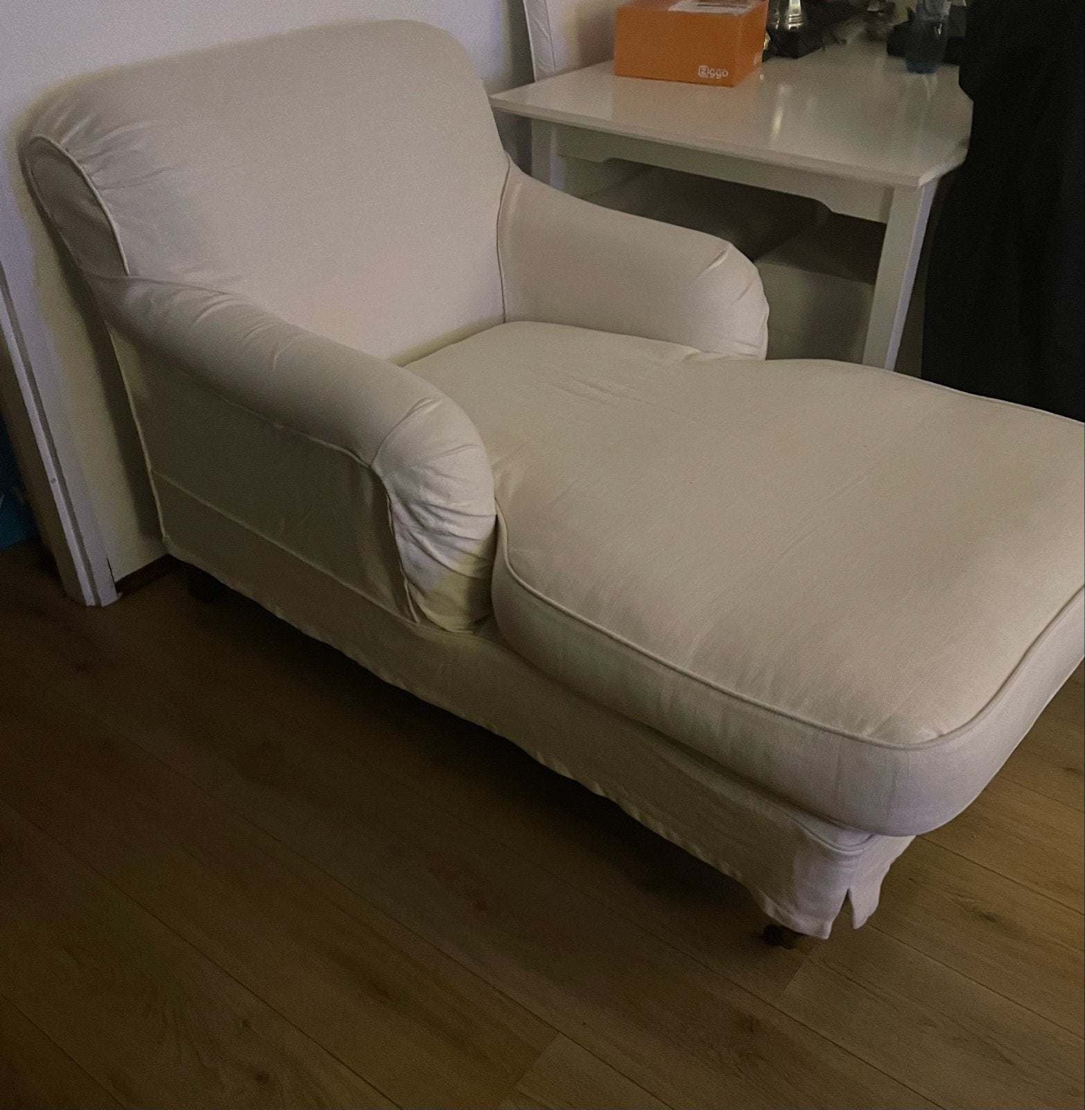 Riviera Maison chaise longue, wit, Huis en Inrichting, Fauteuils, Ophalen, Gebruikt, 125 tot 150 cm, Stof