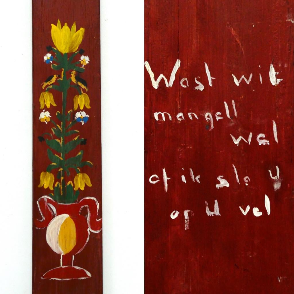 Mangelplank spreuk Wast wit mangell wel of ik sla U op vel, Antiek en Kunst, Ophalen of Verzenden