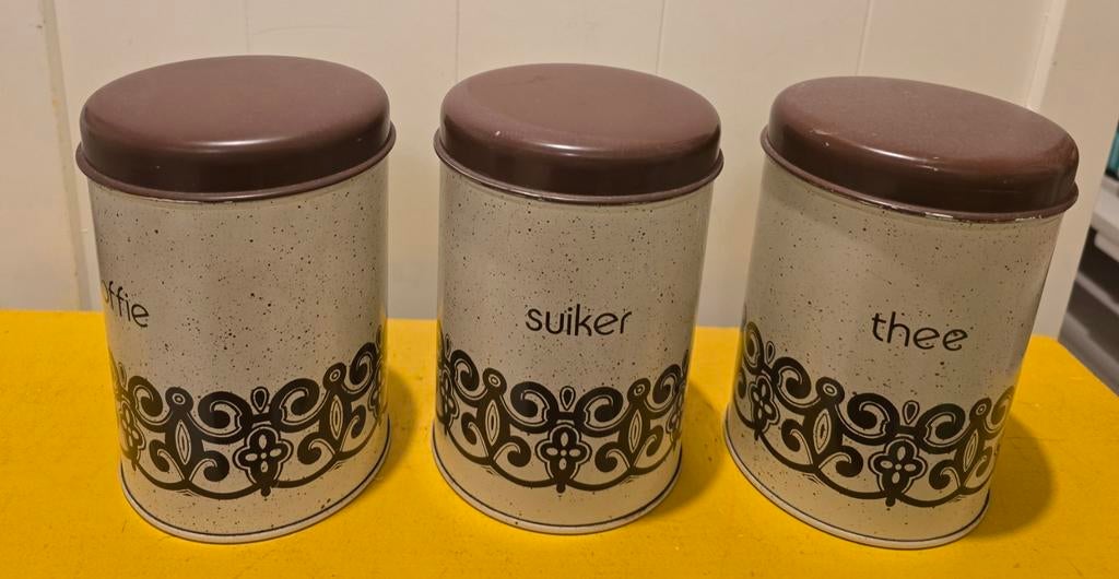 Vintage koffie/thee/suiker bussen, Ophalen of Verzenden