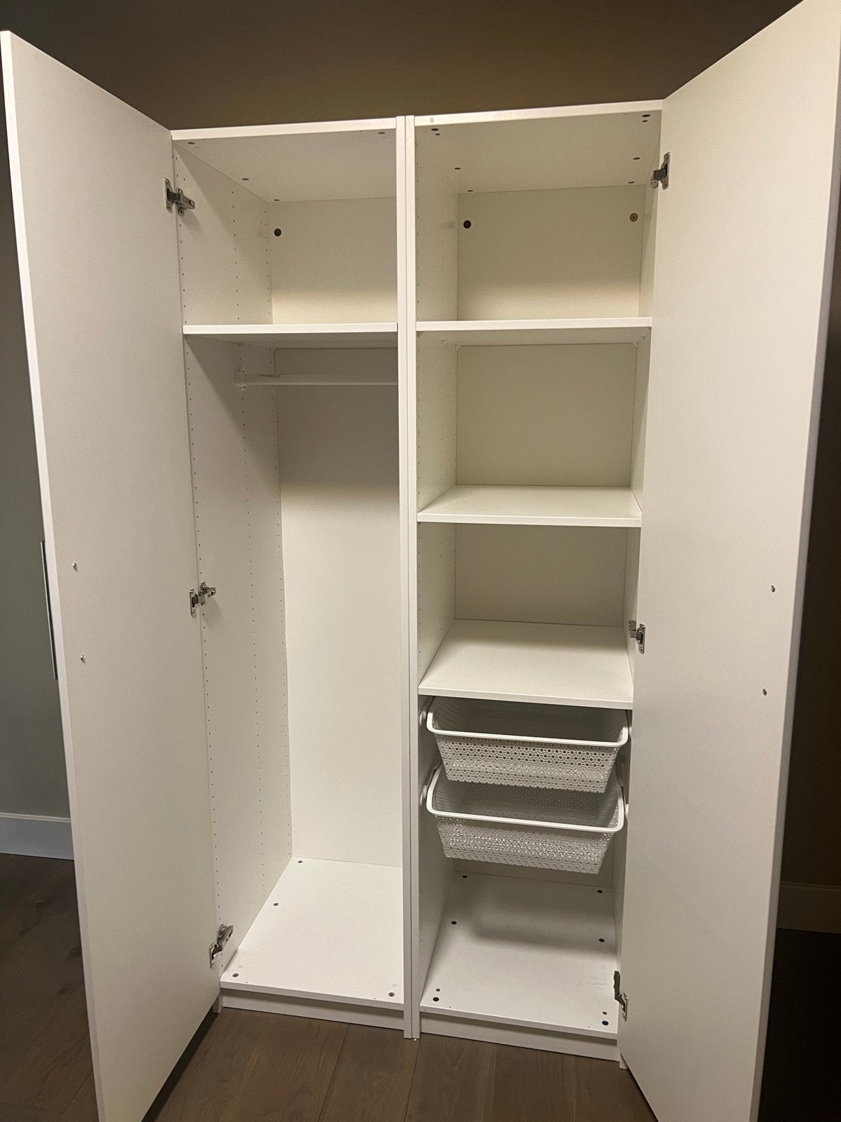 Witte IKEA Pax kast met planken en hangruimte, Ophalen, 200 cm of meer, 50 tot 100 cm, Zo goed als nieuw